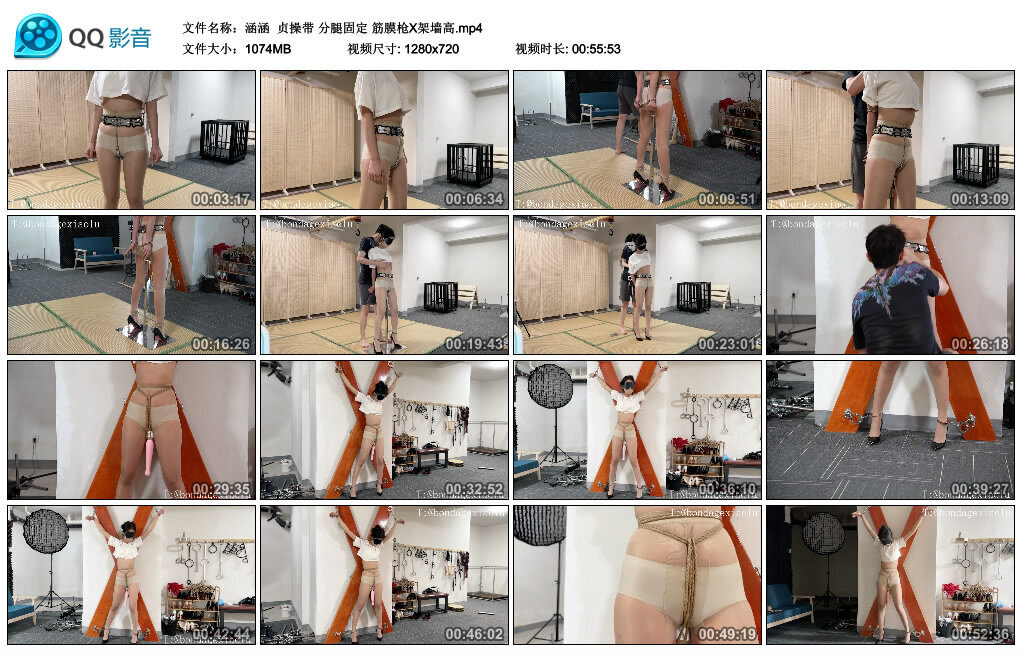 【涵涵】贞操带 分腿固定 筋膜枪X架墙高_HD绳艺资源