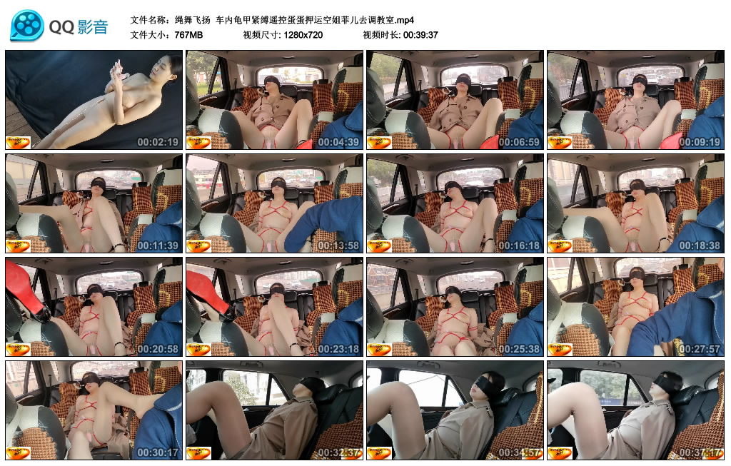【绳舞飞扬】 车内龟甲紧缚遥控蛋蛋押运空姐菲儿去艺术训练室_HD绳艺资源