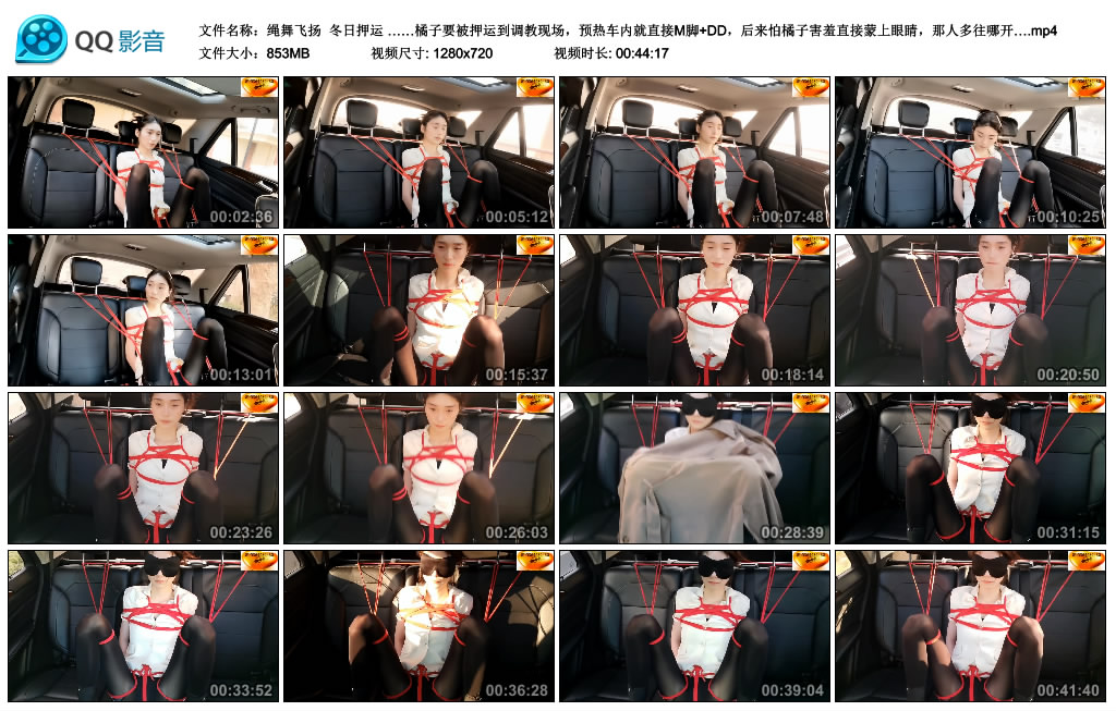 绳舞飞扬 冬日押运 ……橘子要被押运到调教现场，预热车内就直接M脚+DD，后来怕橘..._HD绳艺资源