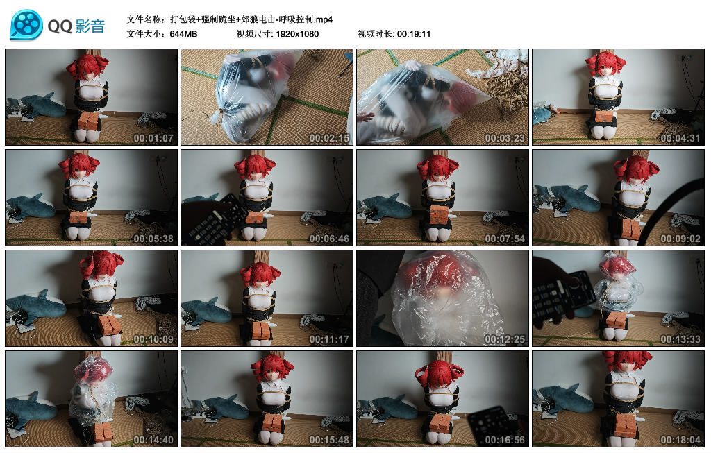 打包袋+强制跪坐+郊狼电击-呼吸控制_HD绳艺资源